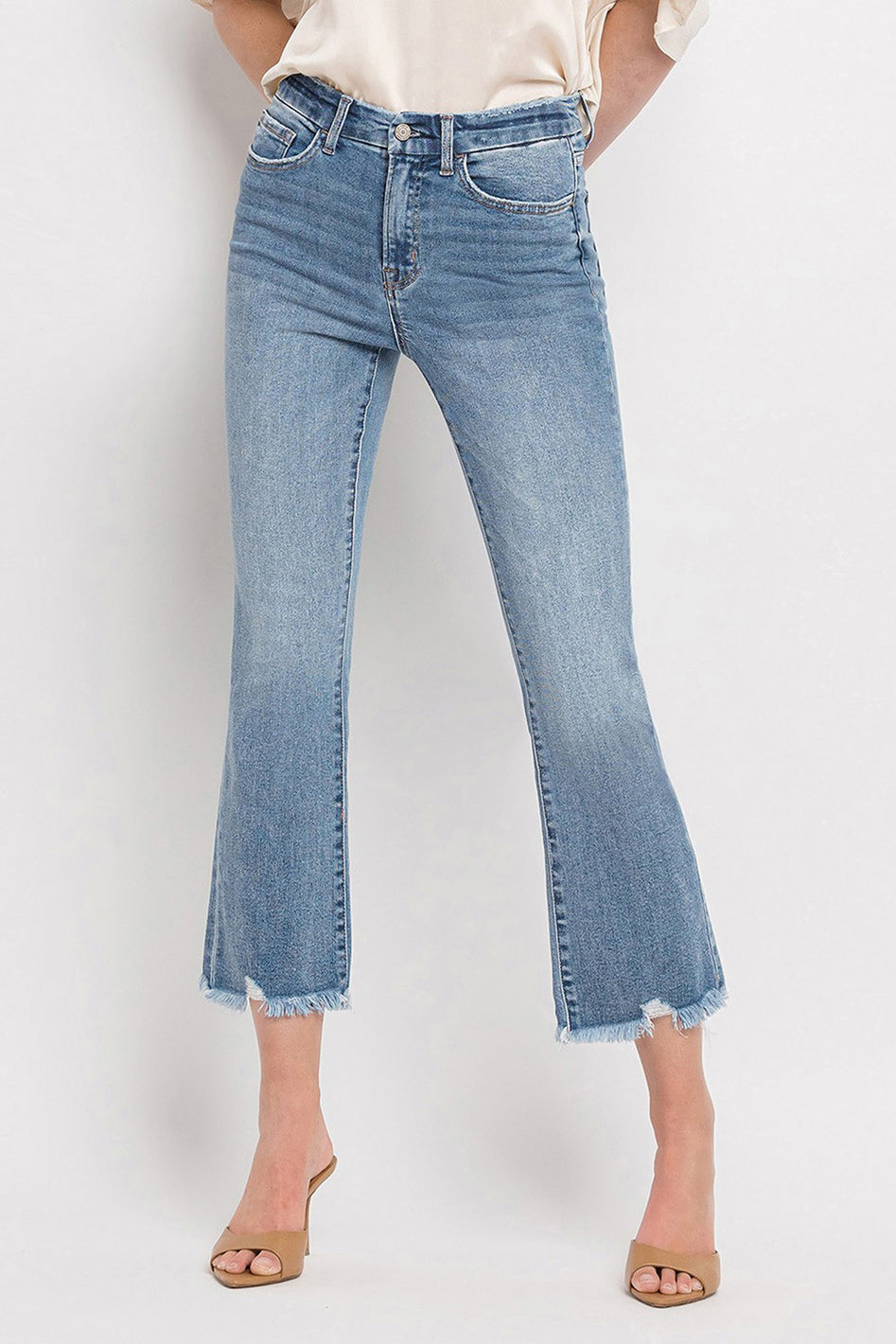 High Rise Crop Flare Jeans - Azoroh