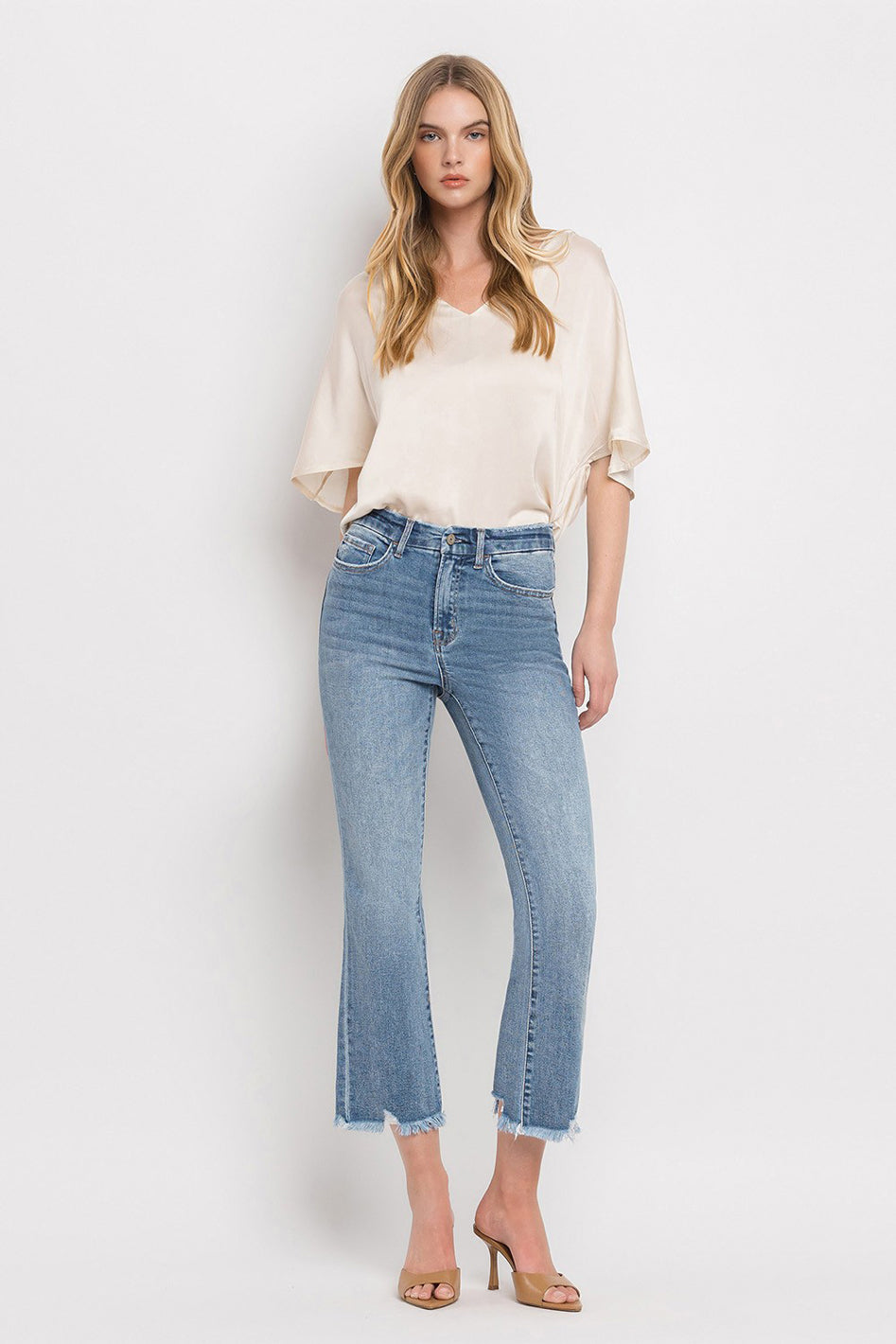 High Rise Crop Flare Jeans - Azoroh