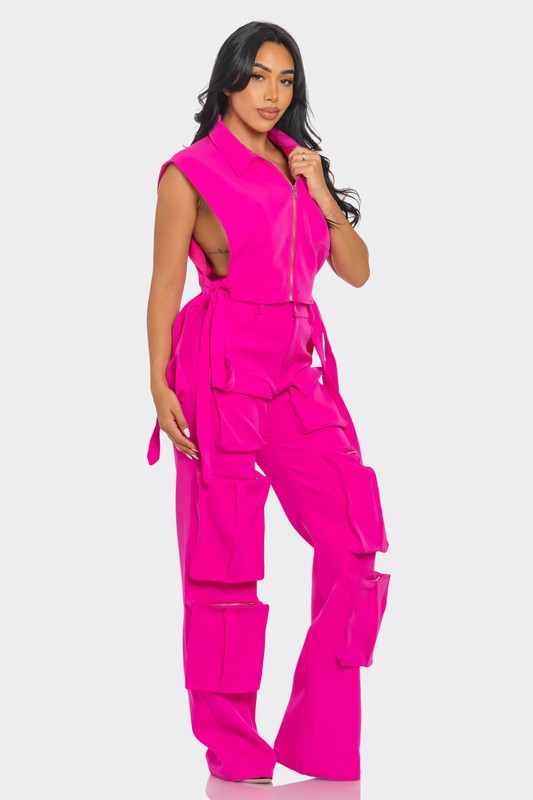 Athina Vivid Pink Cargo Matching Set