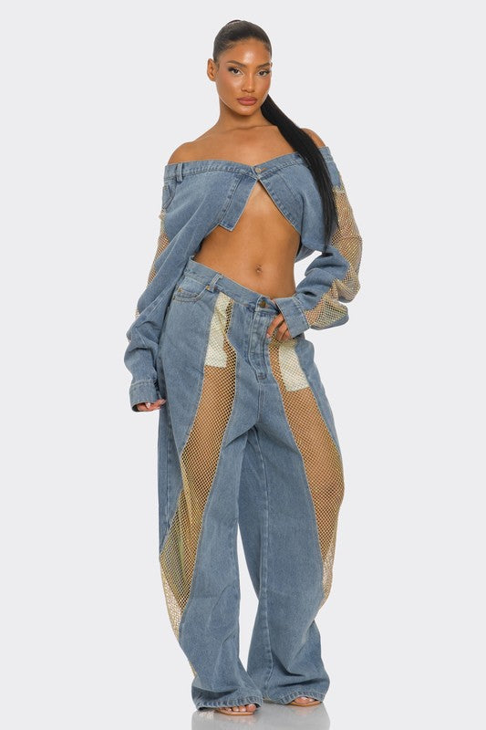 Mesh Fusion Denim Set