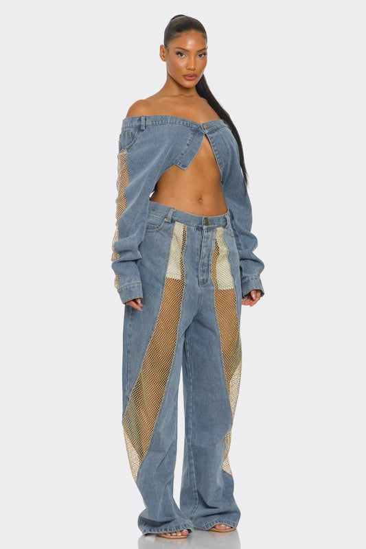 Mesh Fusion Denim Set