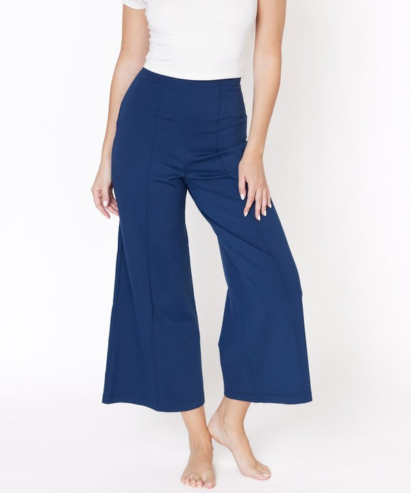 PONTE WIDE LEG ANKLE LENGTH PANTS