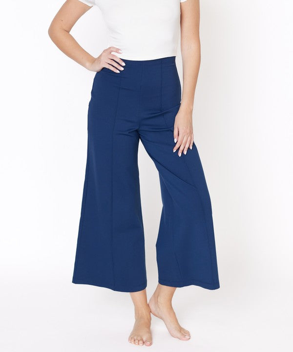 PONTE WIDE LEG ANKLE LENGTH PANTS