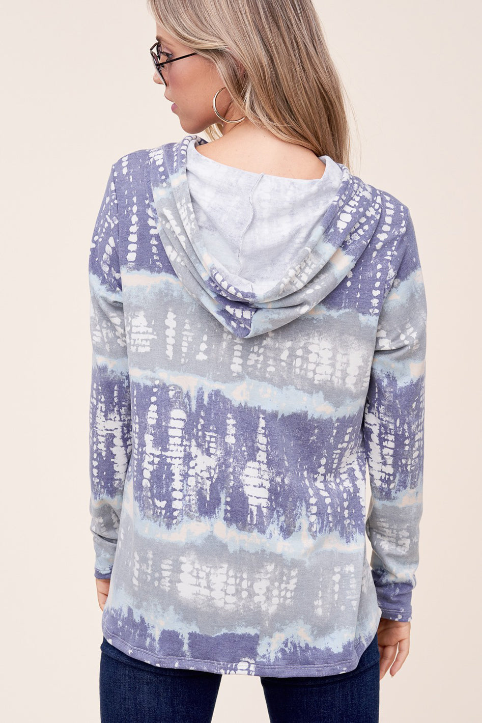 TERRY TIE DYE LONG HOODIE TOP