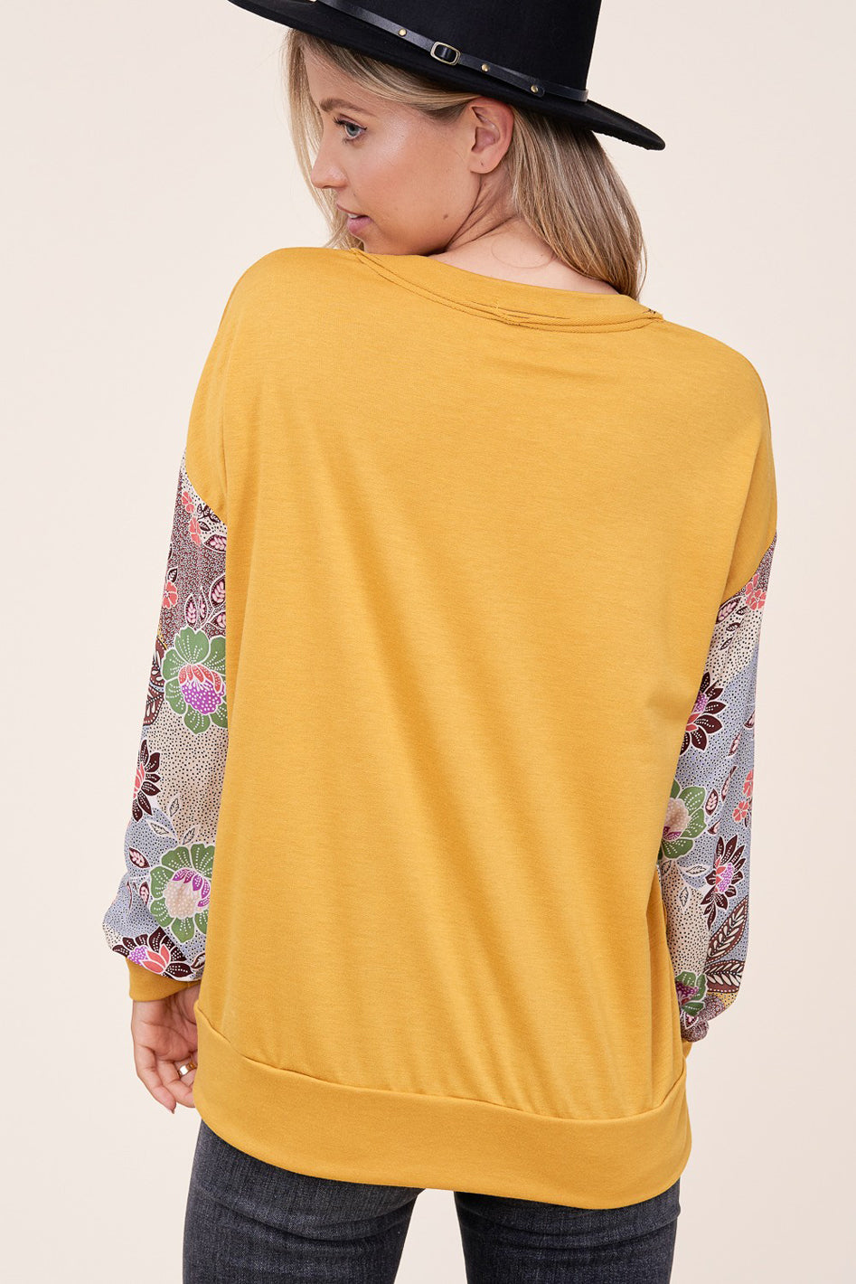 WOVEN FLORAL MIXED TOP