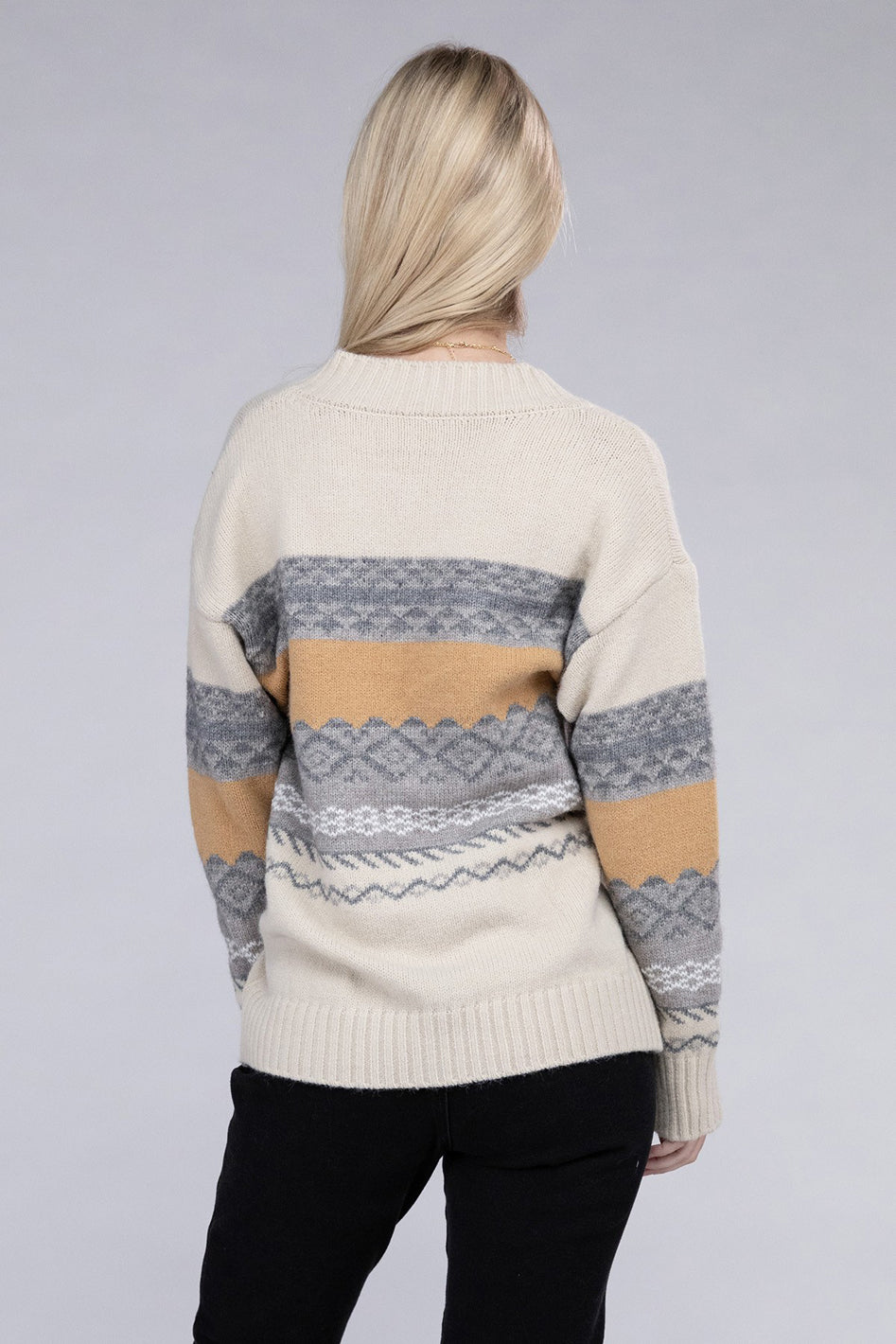 Multicolor Stripe V Neck Sweater - Azoroh