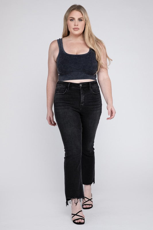 Plus Size High Rise Crop Flare Jeans