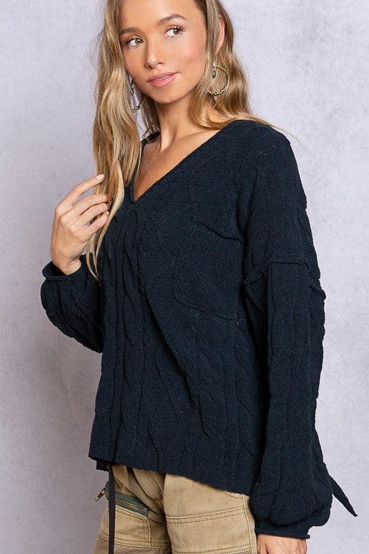 Dreamy V-Neck Sweater with Chain Detail - Azoroh