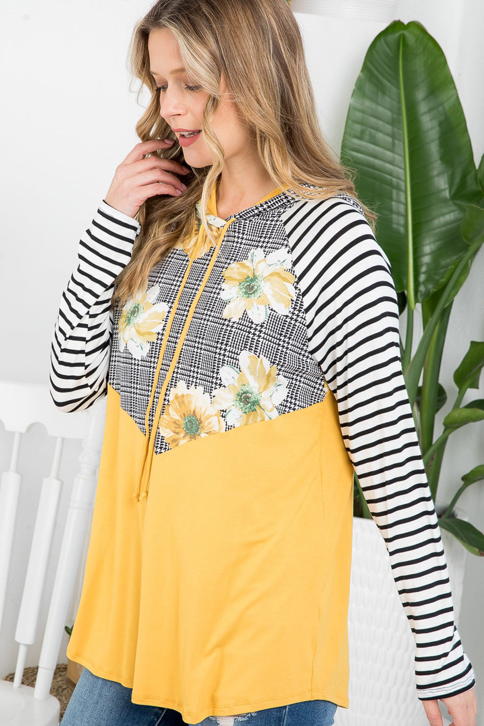 FLORAL STRIPE MIXED SWEATSHIRTS