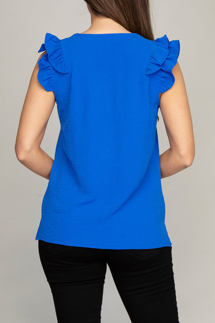 V neck blouse with ruffle - Azoroh