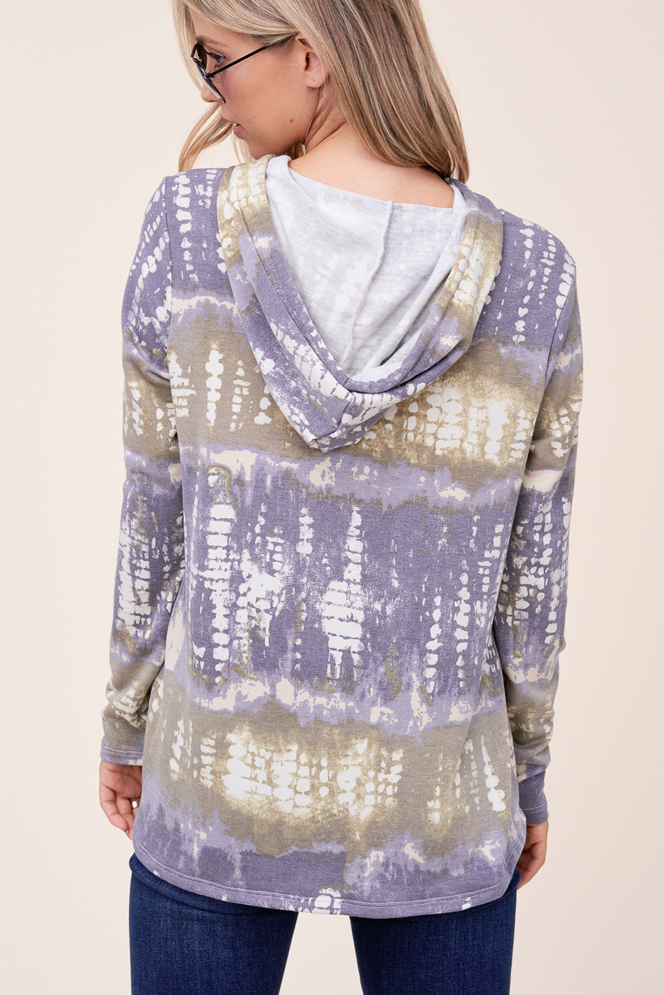 TERRY TIE DYE LONG HOODIE TOP