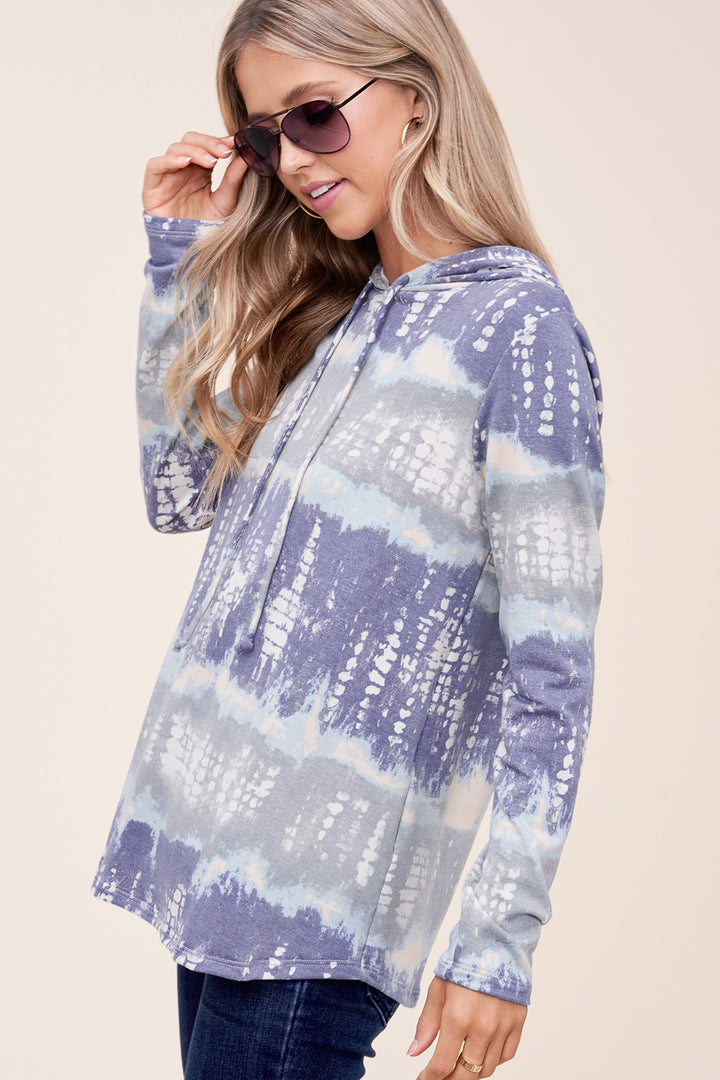 TERRY TIE DYE LONG HOODIE TOP