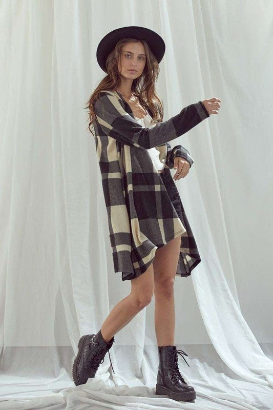 CHECKER PRINT CARDIGAN