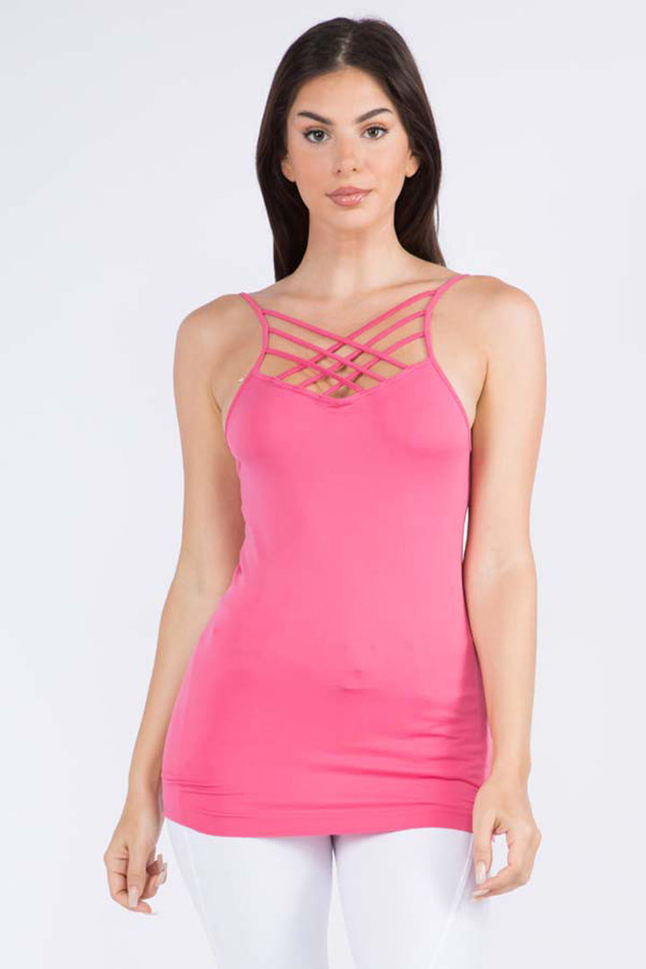 Womens Seamless Triple Criss-Cross Front Cami