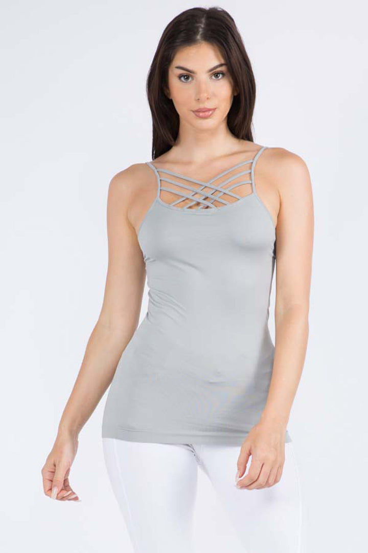 Womens Seamless Triple Criss-Cross Front Cami