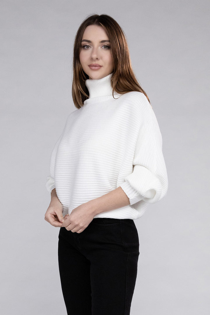 Viscose Dolman Sleeve Turtleneck Sweater - Azoroh