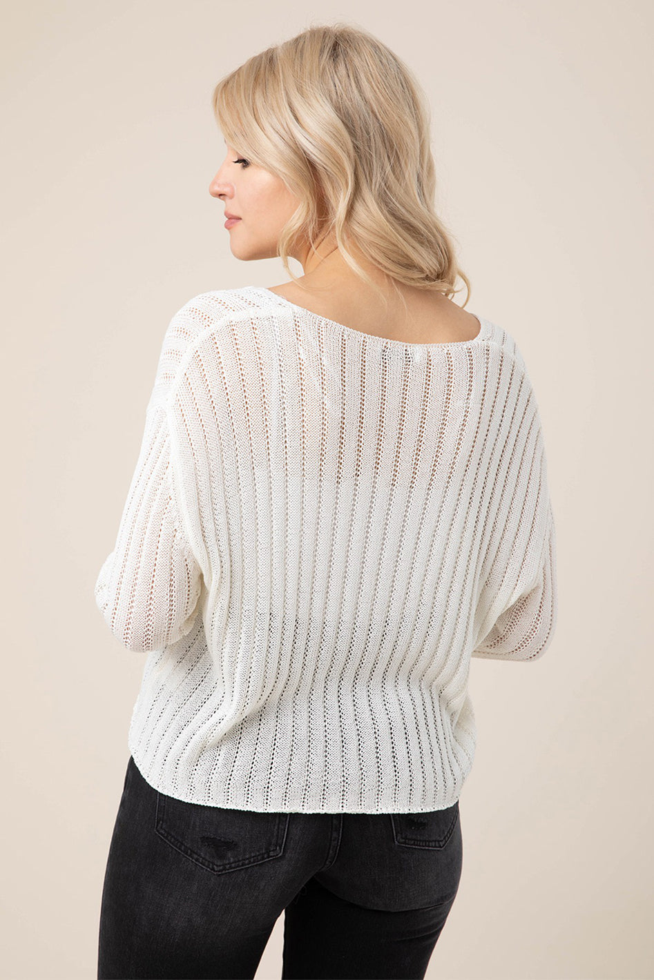 Variegated rib V neck sweater - Azoroh