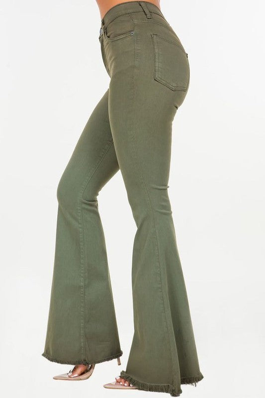 Bell Bottom Jean in Olive- Inseam 30"