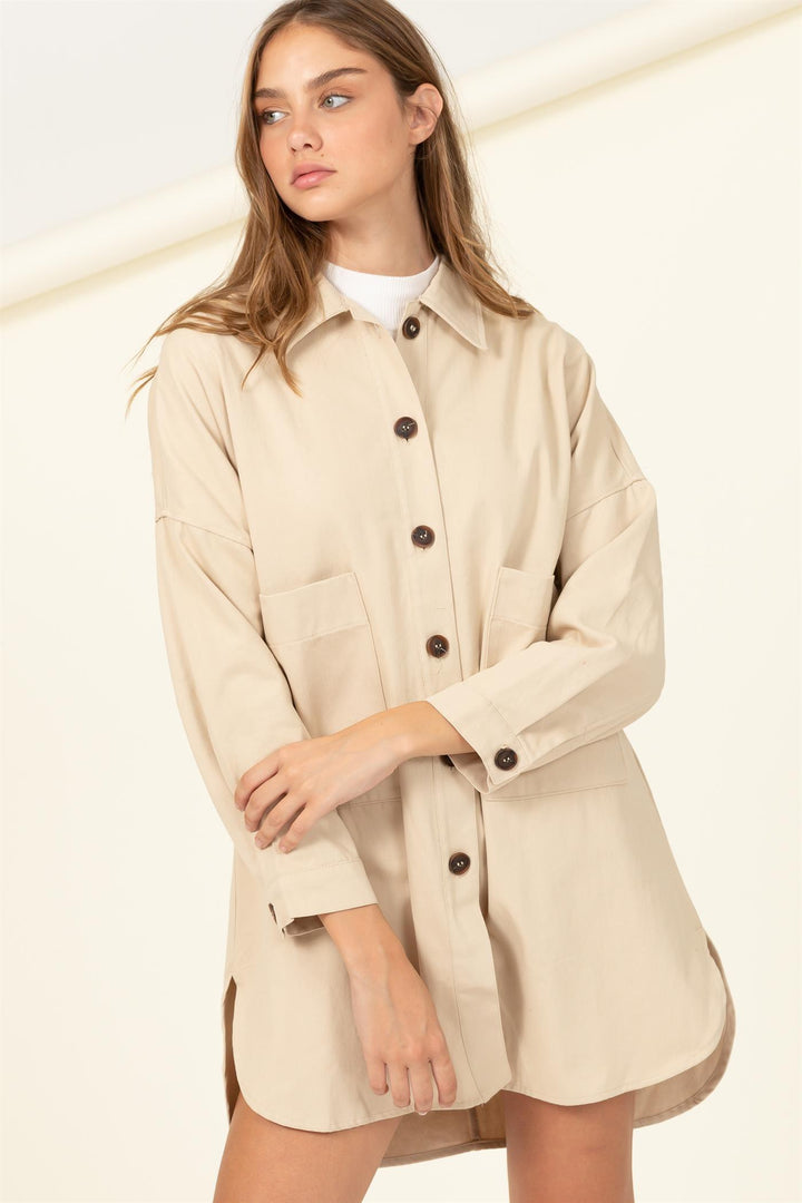 Sweet Fling Oversized Shirt Jacket - Azoroh