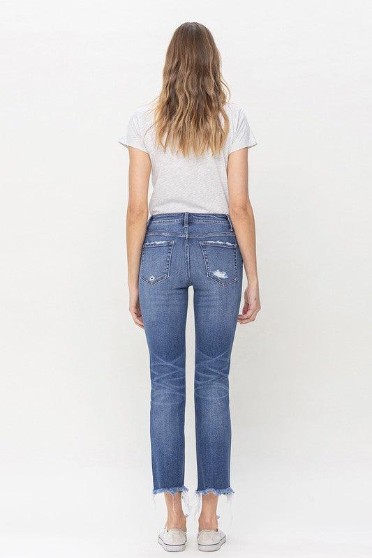 Mid Rise Crop Slim Straight Jeans - Azoroh