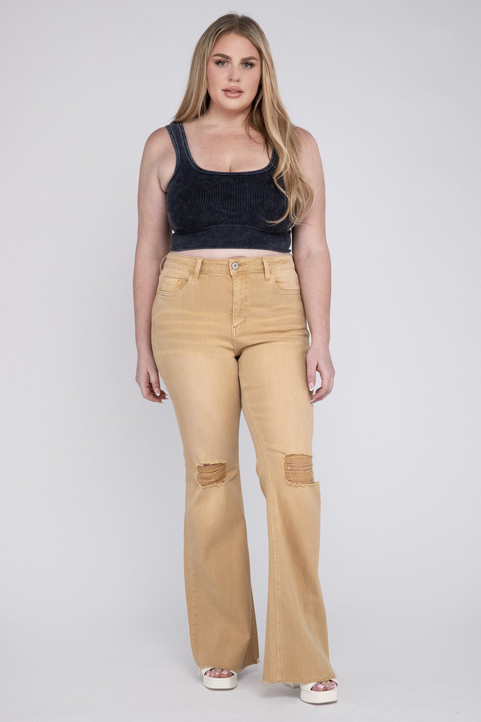 Plus Size High Rise Flare Jeans - Azoroh