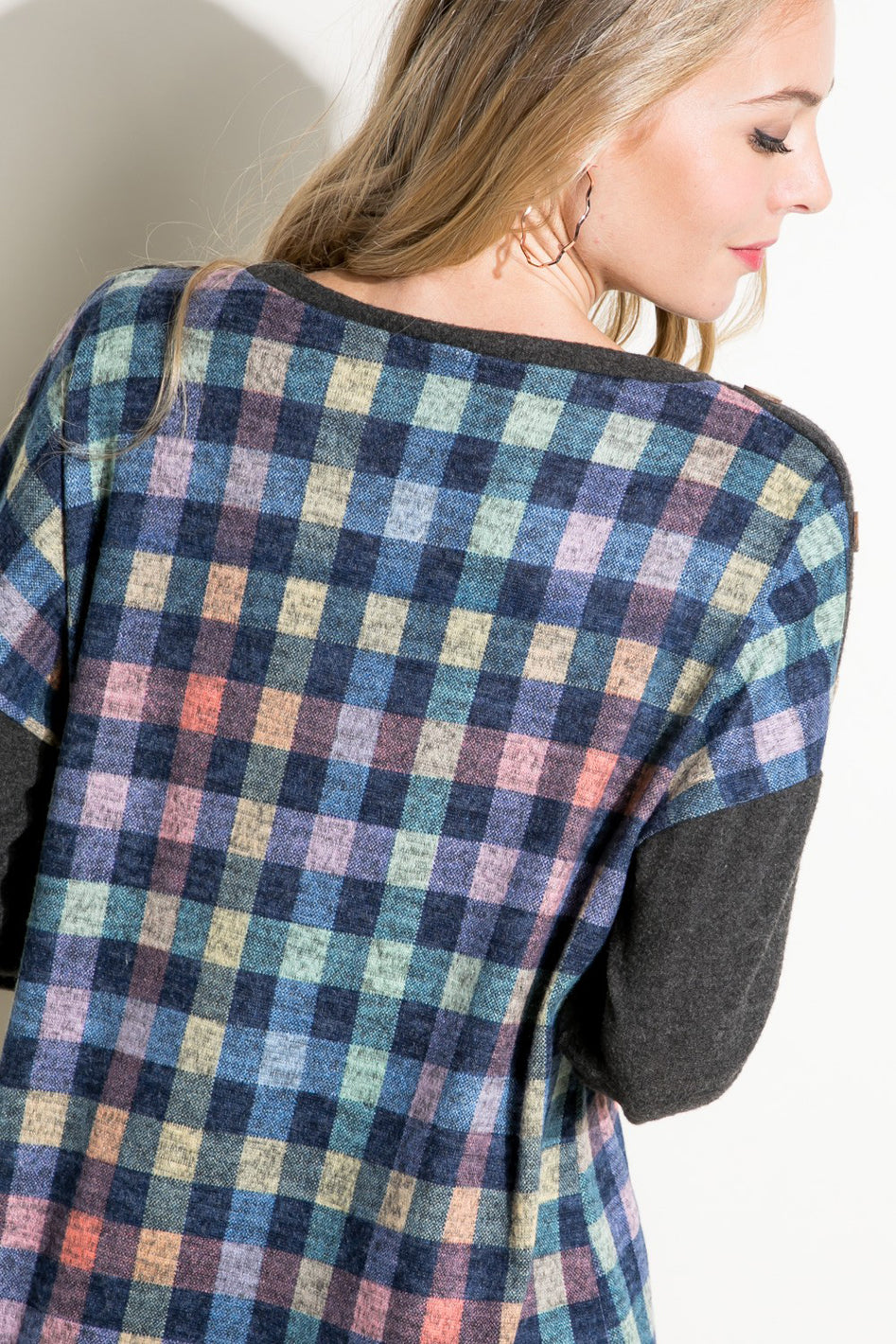 PLAID MIXED BOXY TOP