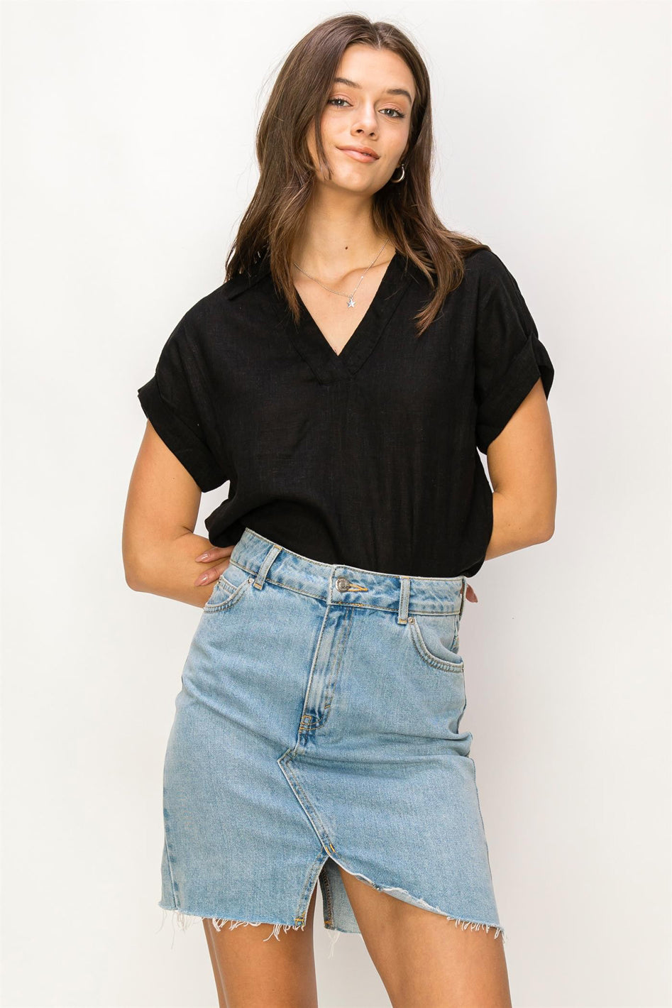 Always a Delight Short Sleeve Linen Top